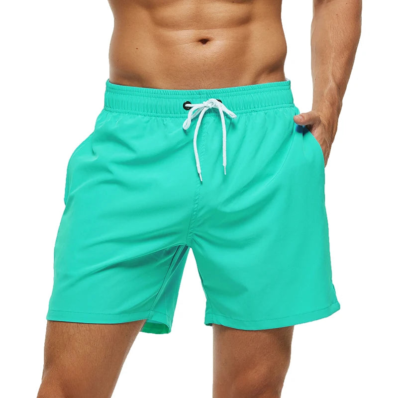 Escatch Brand 2025 Men's Stretch Swim Trunks Quick Dry Beach Shorts With Zipper Pockets and Mesh Lining