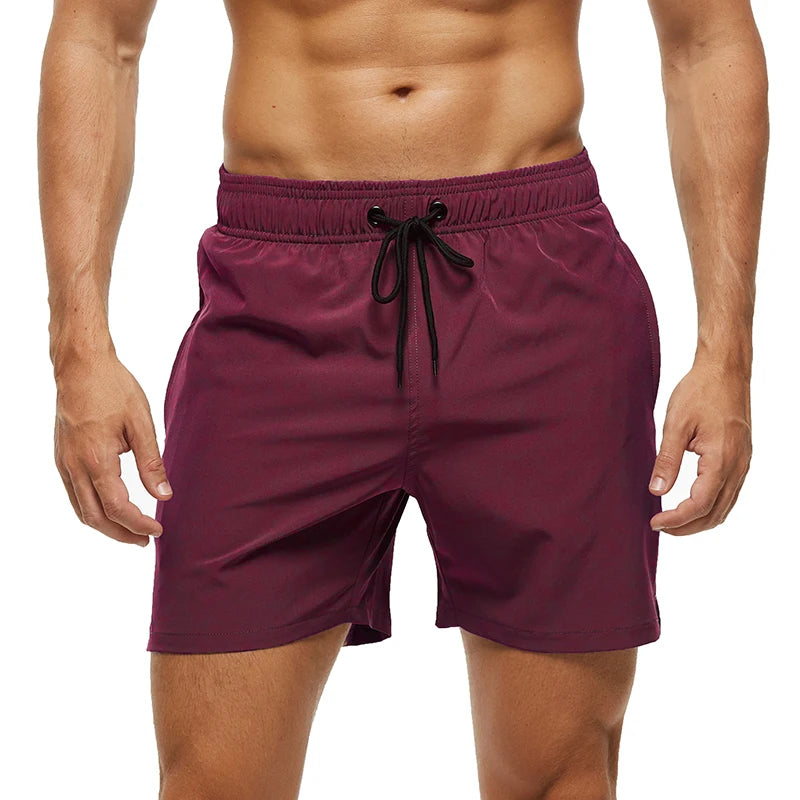 Escatch Brand 2025 Men's Stretch Swim Trunks Quick Dry Beach Shorts With Zipper Pockets and Mesh Lining