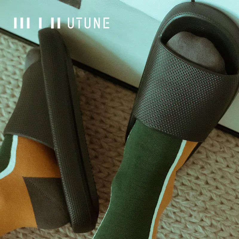 UTUNE 51CM slippers for man Platform House Shoes EVA Soft fashion slides Anti-slip Summer Sandals Women bathroom shoes Shower