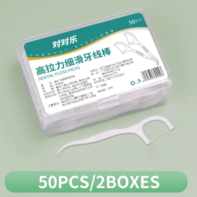 50/100/250/1000pcs Ultra-Fine Disposable Dental Floss Sticks - Portable Dental Floss Sticks Must be Carried When Going Out -Safe