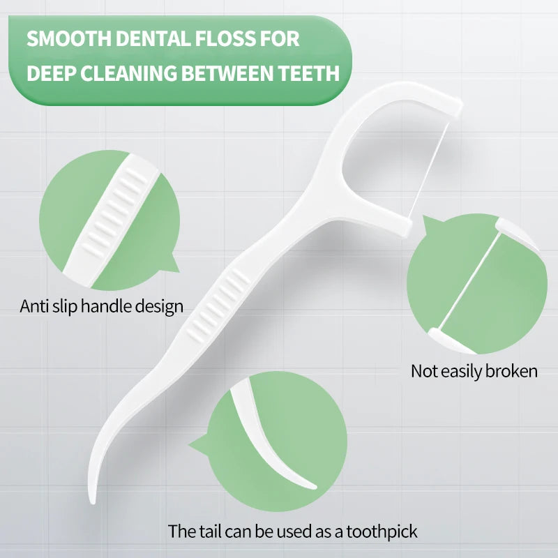 50/100/250/1000pcs Ultra-Fine Disposable Dental Floss Sticks - Portable Dental Floss Sticks Must be Carried When Going Out -Safe