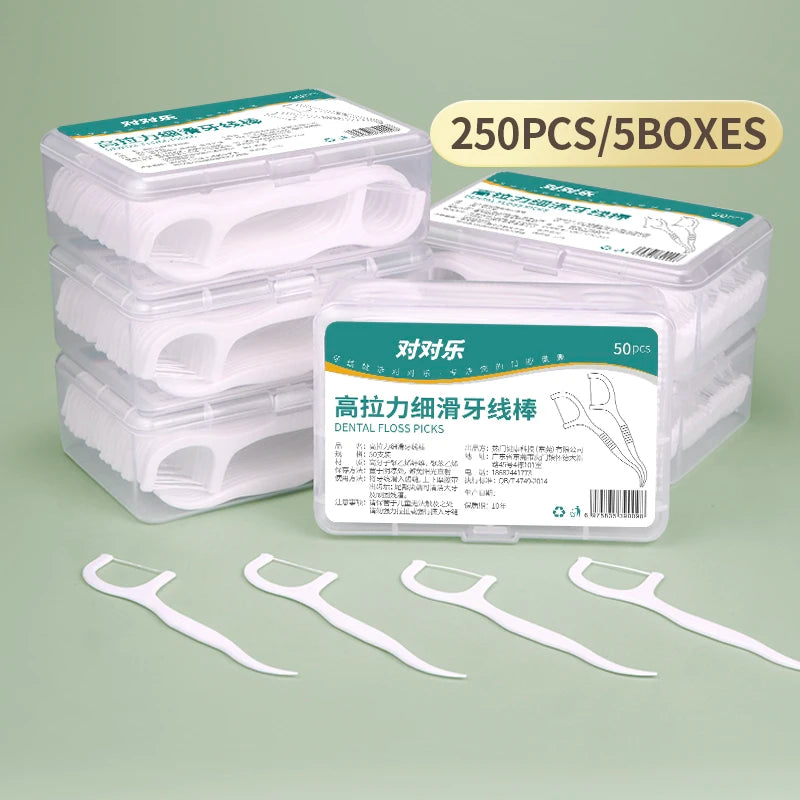 50/100/250/1000pcs Ultra-Fine Disposable Dental Floss Sticks - Portable Dental Floss Sticks Must be Carried When Going Out -Safe