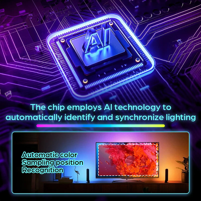 2024 New Ambient TV LED Backlight Sync to Screen For 40-85Inch Real-Time Sync LED Light Strip For 4K HDMI-Compatible 2.0 Device