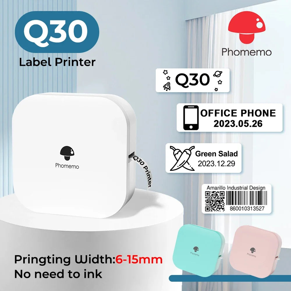 Phomemo Q30 Wireless Label Printer Bluethooth Printer Pocket Thermal Label Sticker Maker Hebrew APP Similar as Niimbot D110 D11