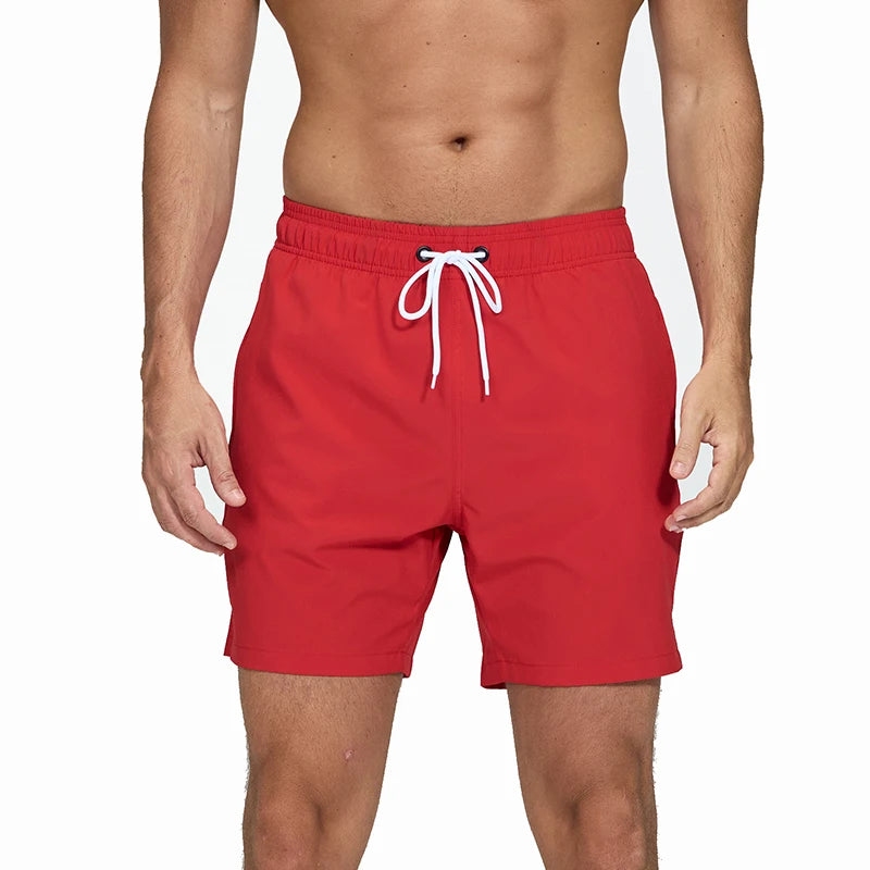 Escatch Brand 2025 Men's Stretch Swim Trunks Quick Dry Beach Shorts With Zipper Pockets and Mesh Lining
