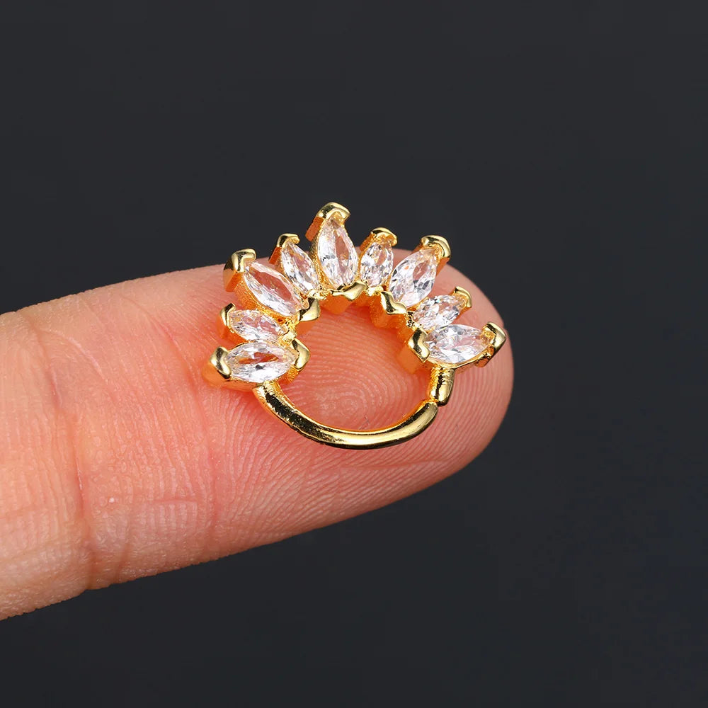 Stainless Steel Hoop Earring Women Zirconia Crystal Piercing Ear Daith Helix Tragus Lobe Cartilage Stud Earring Piercing Jewelry