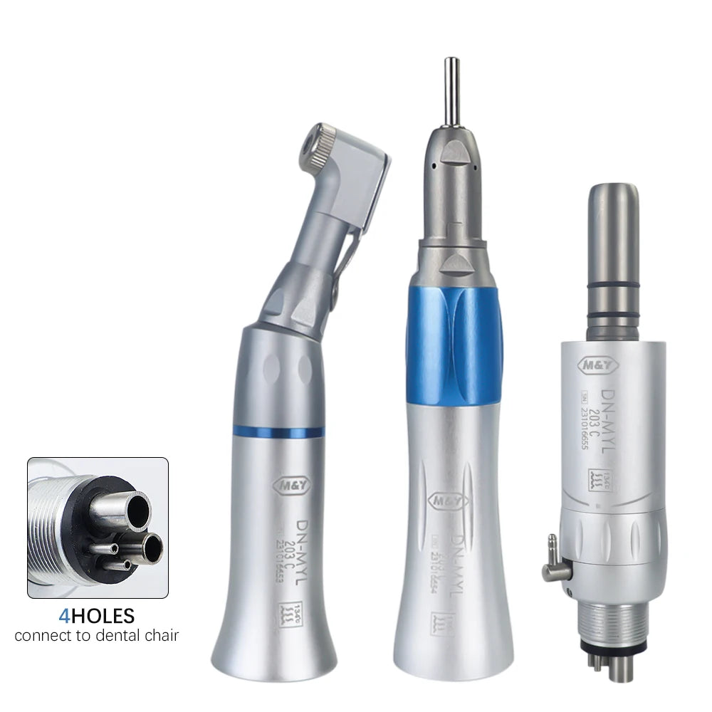 Dental Low Speed Handpiece Kits 203C 2/4 Hole Air Motor Contra Angle Straight Handpiece Dentists Equipment Tools