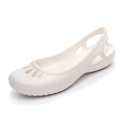 Summer Lightweight Non-Slip Hole Shoes Women's Flat Sandals Nurse Shoes Casual Jelly Beach Shoes Female Waterproof Flip Flops