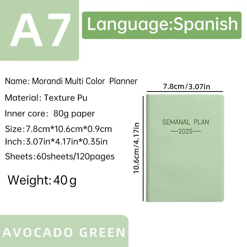 Minimalist A5 2025 Agenda Book with Calendar To Do List A5 Notebook Spanish Morandi Color 2025 Planner Notebook School Office