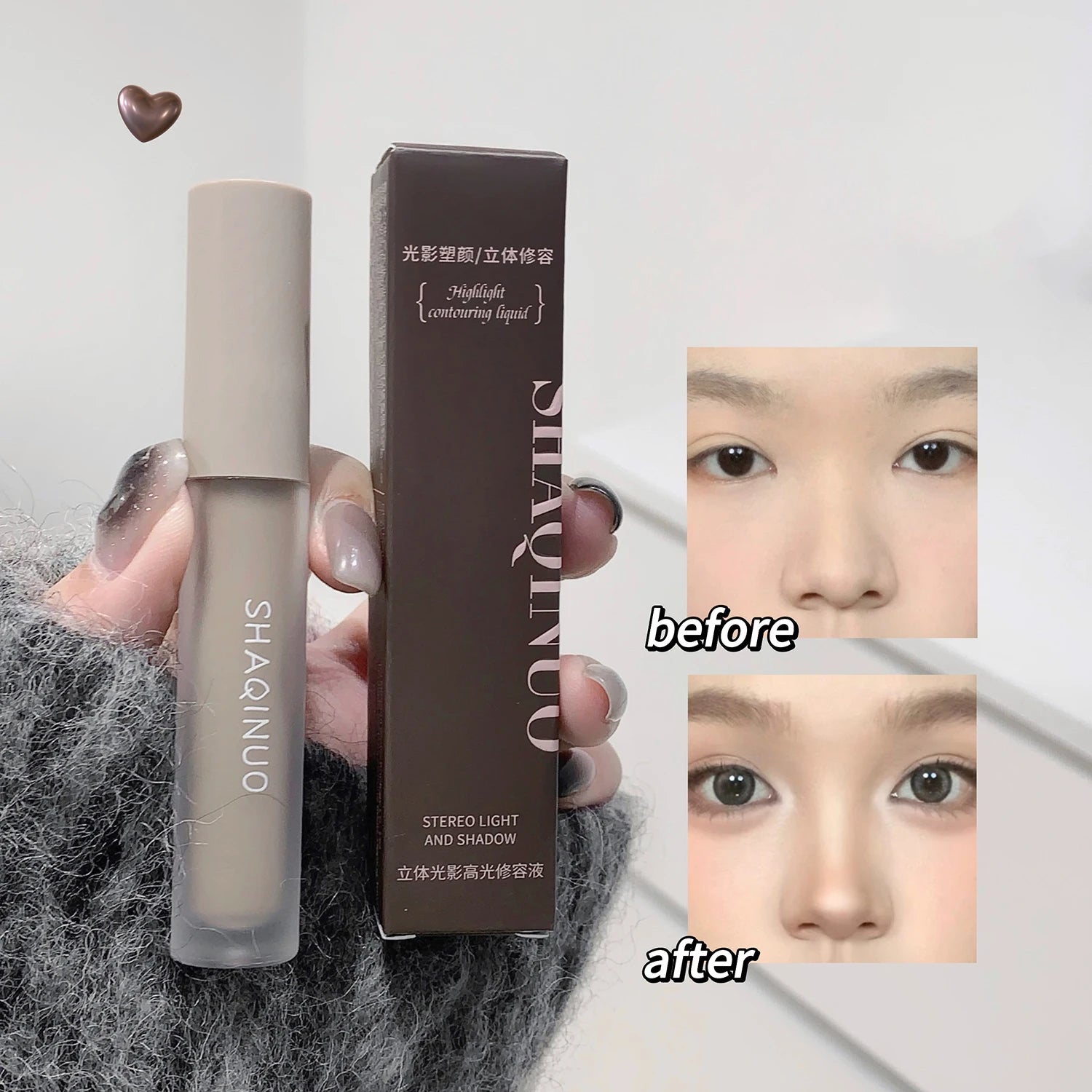 Facial Liquid Contour Stick Concealer Contouring 3D Cement Grey Nose Shadow Cream Brighten Highlighter Bronzer Concealer Makeup