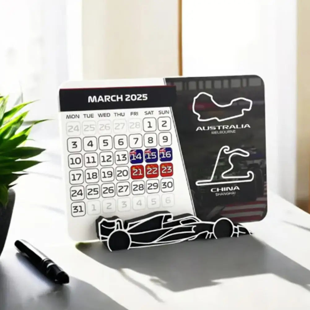 F1 2025 Calendar, Formula 1 Racing Calendar 2025 Desktop Decoration, 2025 Desktop Calendar With F1 Car Stand