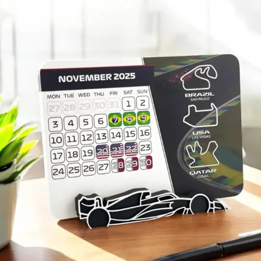 F1 2025 Calendar, Formula 1 Racing Calendar 2025 Desktop Decoration, 2025 Desktop Calendar With F1 Car Stand