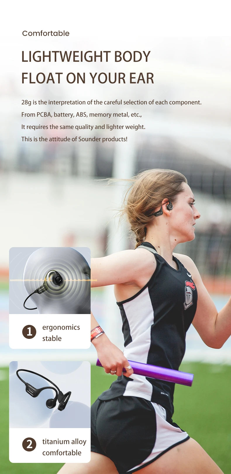 run for aftershokz open ear Bone Conduction Bluetooth earphones 5.3 sports Wireless headsets long endurance for cycling running