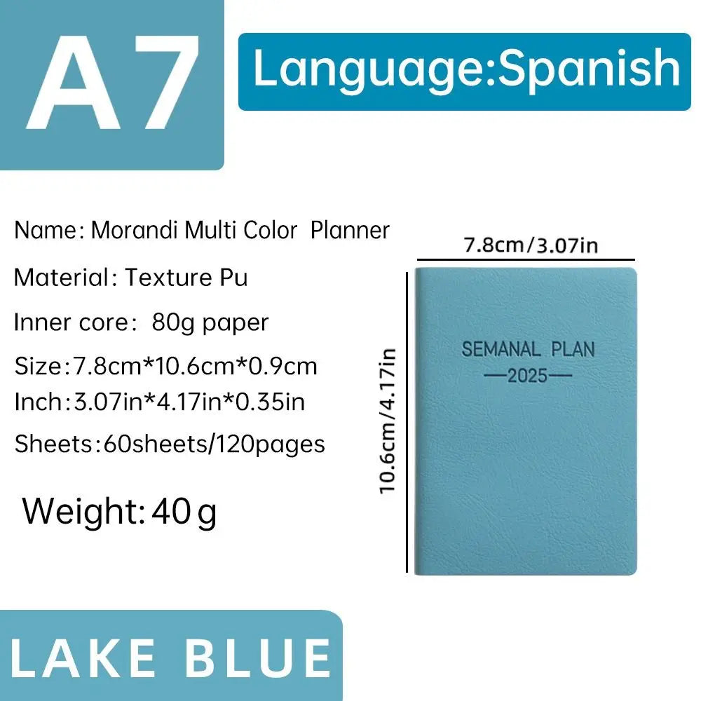 Minimalist A5 2025 Agenda Book with Calendar To Do List A5 Notebook Spanish Morandi Color 2025 Planner Notebook School Office