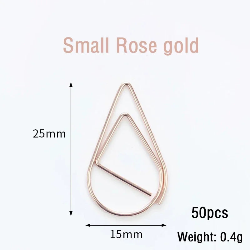 30/50pcs Paper Clip Mini Heart Gold Rose Gold Color Clip Bookmark Binder Office Accessories Paper Binder Clips Patchwork Clip