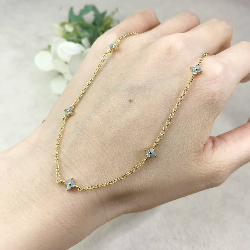 Four Leaf Clover Anklet Bracelet for Women Delicate Kpop Style Ctystal Thin Chains On Leg Summer Beach Accessories Gifts KDA003