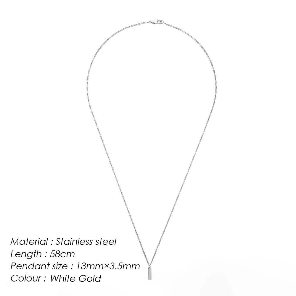 ELANDIS Minimalist Square Pendant Stainless Steel 18K Gold Plated Necklace Fashion Men's Accessories Wholesale