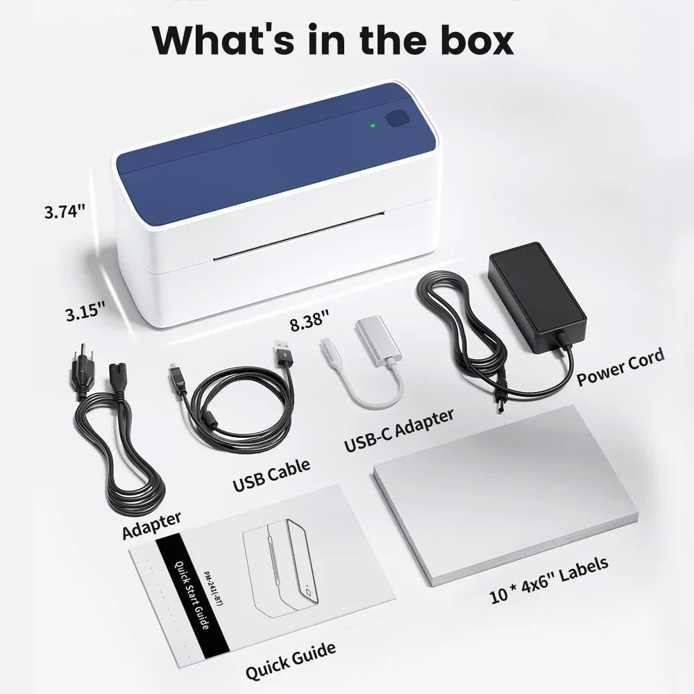 Phomemo 241 Bluetooth Shipping Printer Thermal Wireless Label Printer 108mm Compatible with iPhone Android Mac Window Wide Used