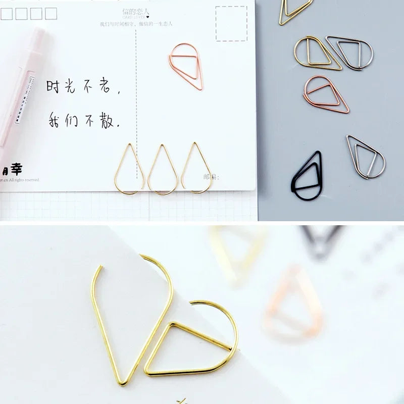 30/50pcs Paper Clip Mini Heart Gold Rose Gold Color Clip Bookmark Binder Office Accessories Paper Binder Clips Patchwork Clip