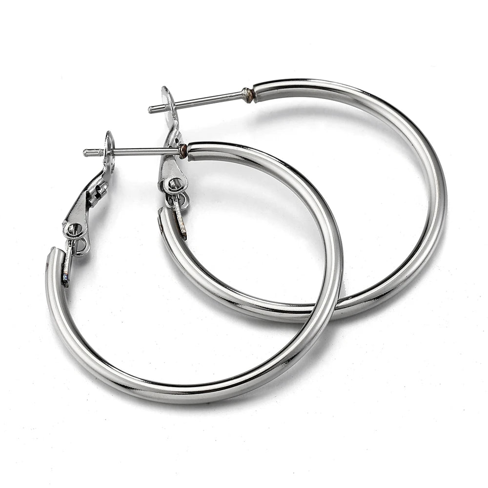 10pcs 2pcs Stainless Steel Round Big Circle Hoop Earring Hoops Gold Color Earring Fashion Women Jewelry Making DIY Accessories