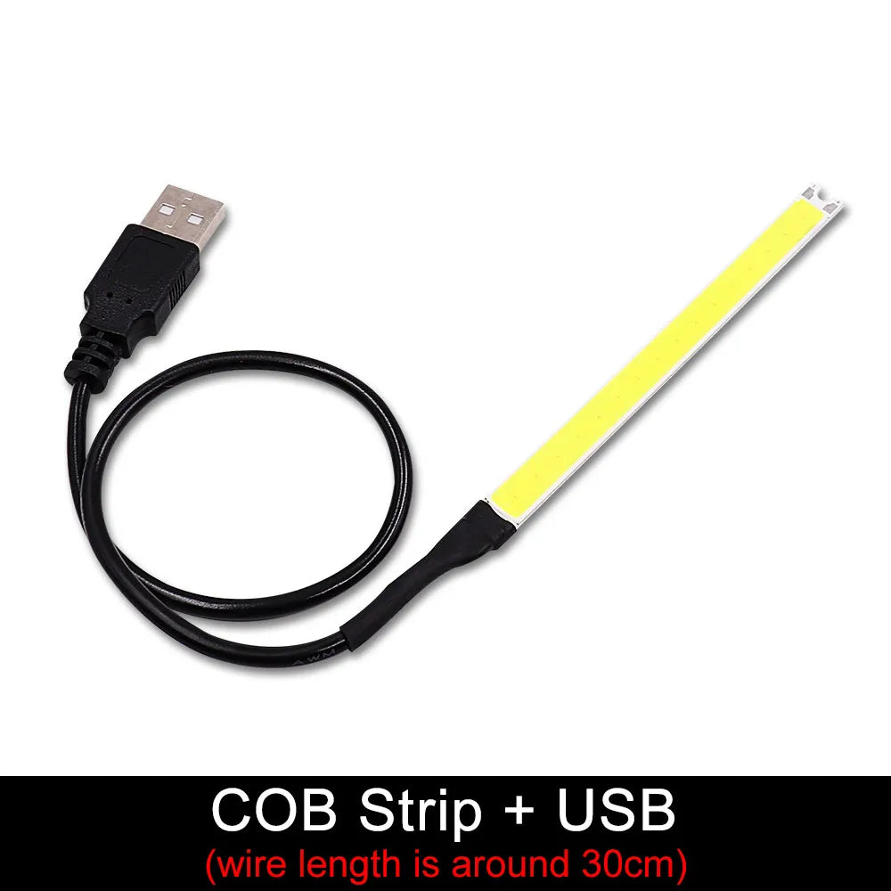 100x8mm 3V 3.7V 5V COB LED Light Chip 2W Warm Cool White Color with USB Plug AA Button Battery Box Dimmable Strip LED Bulb 100mm