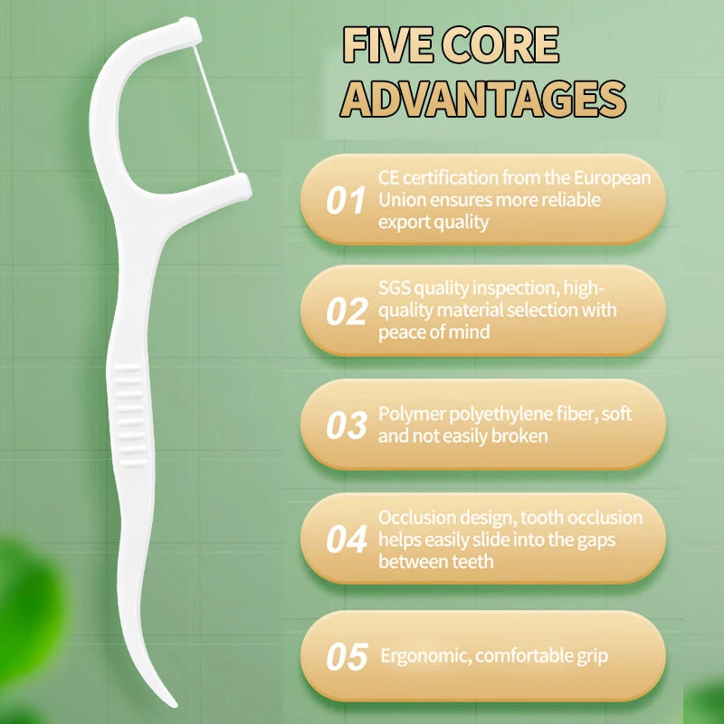 50/100/250/1000pcs Ultra-Fine Disposable Dental Floss Sticks - Portable Dental Floss Sticks Must be Carried When Going Out -Safe