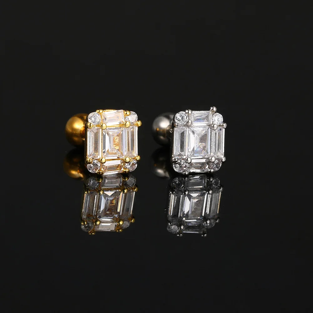 Stainless Steel Hoop Earring Women Zirconia Crystal Piercing Ear Daith Helix Tragus Lobe Cartilage Stud Earring Piercing Jewelry