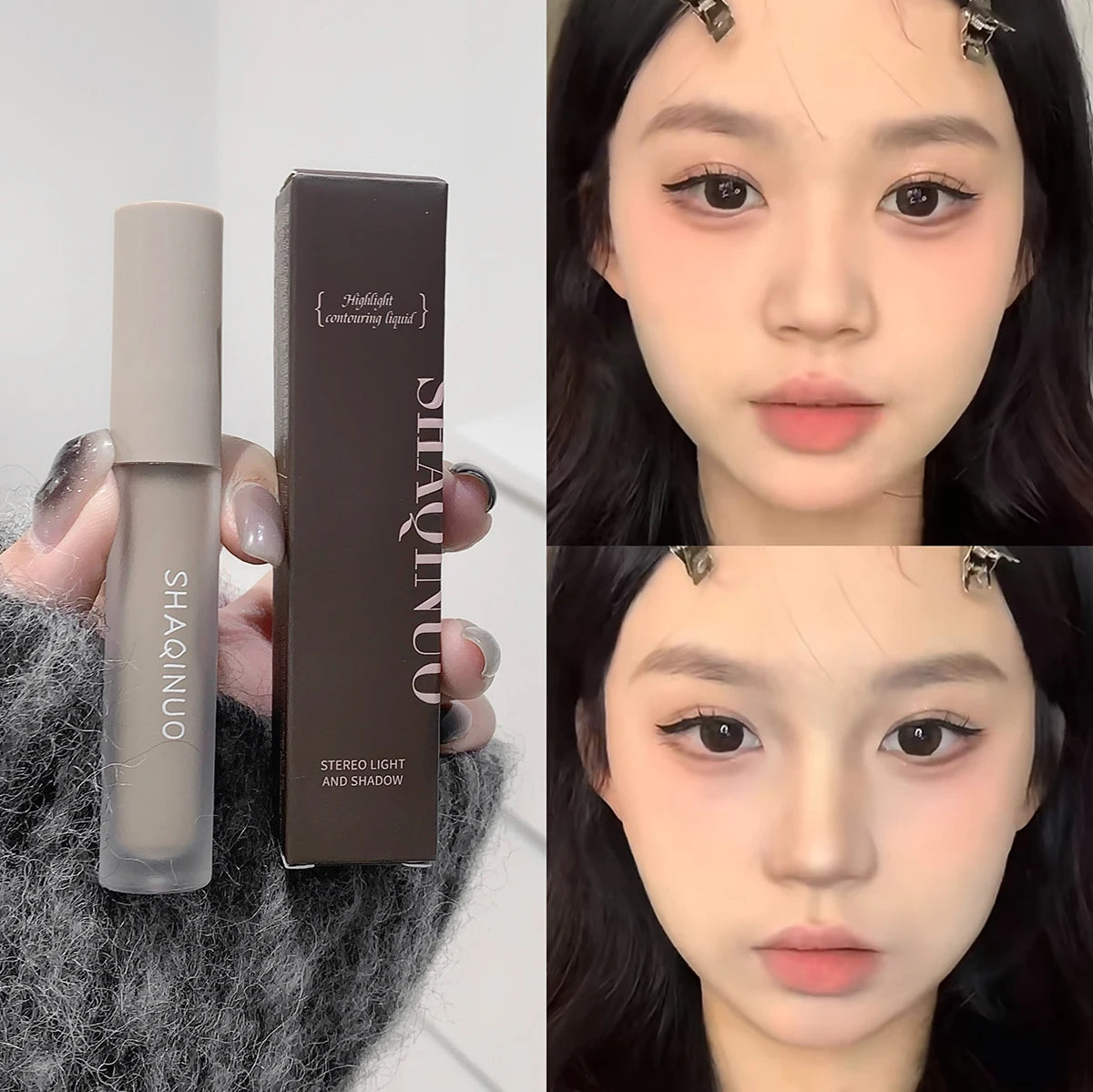 Facial Liquid Contour Stick Concealer Contouring 3D Cement Grey Nose Shadow Cream Brighten Highlighter Bronzer Concealer Makeup