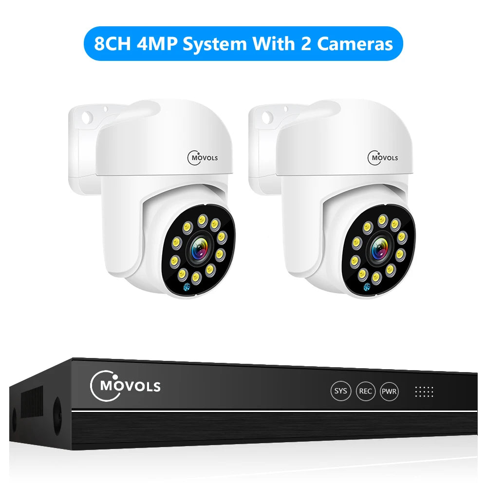 Movols 4K XMEYE POE Surveillance System 8MP 4MP Two Way Audio PTZ CCTV POE AI Security Camera 8CH P2P NVR Video Surveillance Kit