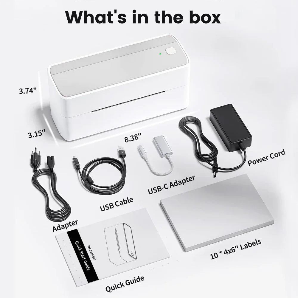 Phomemo 241 Bluetooth Shipping Printer Thermal Wireless Label Printer 108mm Compatible with iPhone Android Mac Window Wide Used