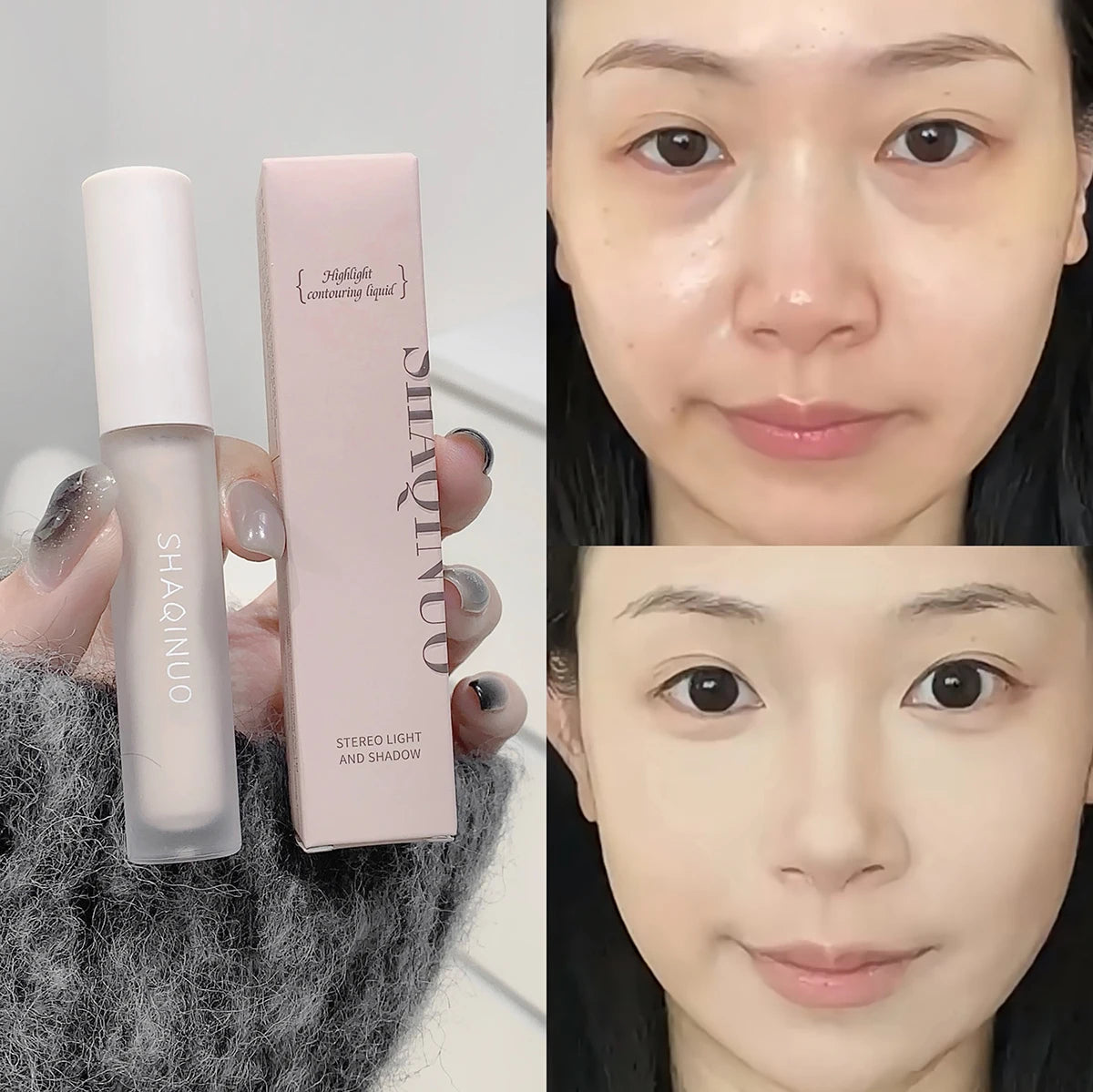 Facial Liquid Contour Stick Concealer Contouring 3D Cement Grey Nose Shadow Cream Brighten Highlighter Bronzer Concealer Makeup