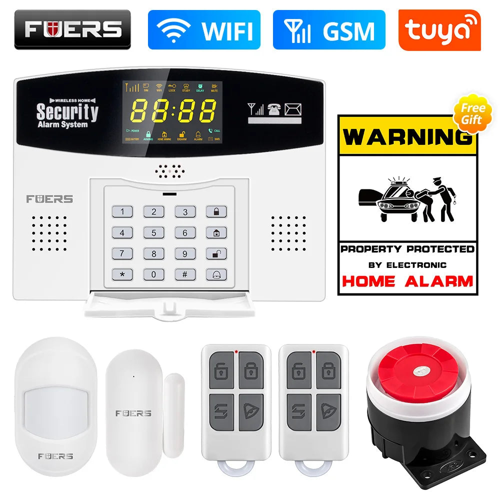 Fuers Tuya Smart WIFI 4G 2G GSM Alarm System Burglar Alarm 433MHZ Wireless Wired Security Zone Link Alexa Google Motion Sensor