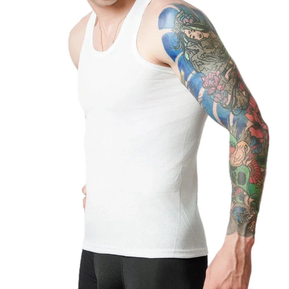 9Pcs Men's Cotton Athletic Tank Top Sleeveless Tank A-Shirt Breathable Moisture-Wicking Undershirt Summer Lightweight Underwear