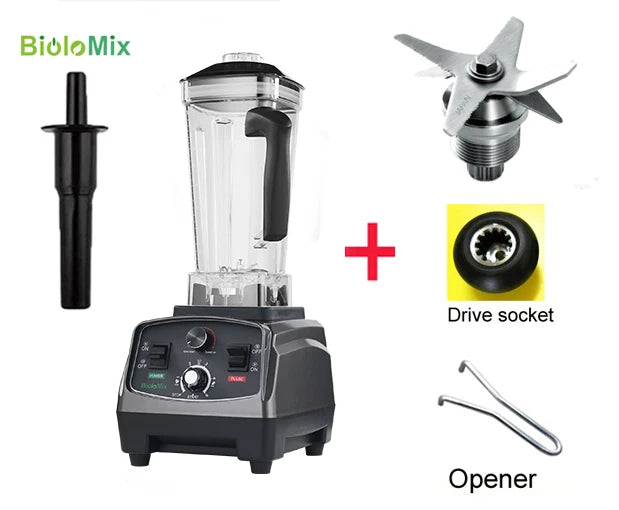 BioloMix 3HP 2200W Heavy Duty Grade Timer Blender Mixer Juicer Fruit Food Processor Ice Smoothies BPA Free 2L Jar