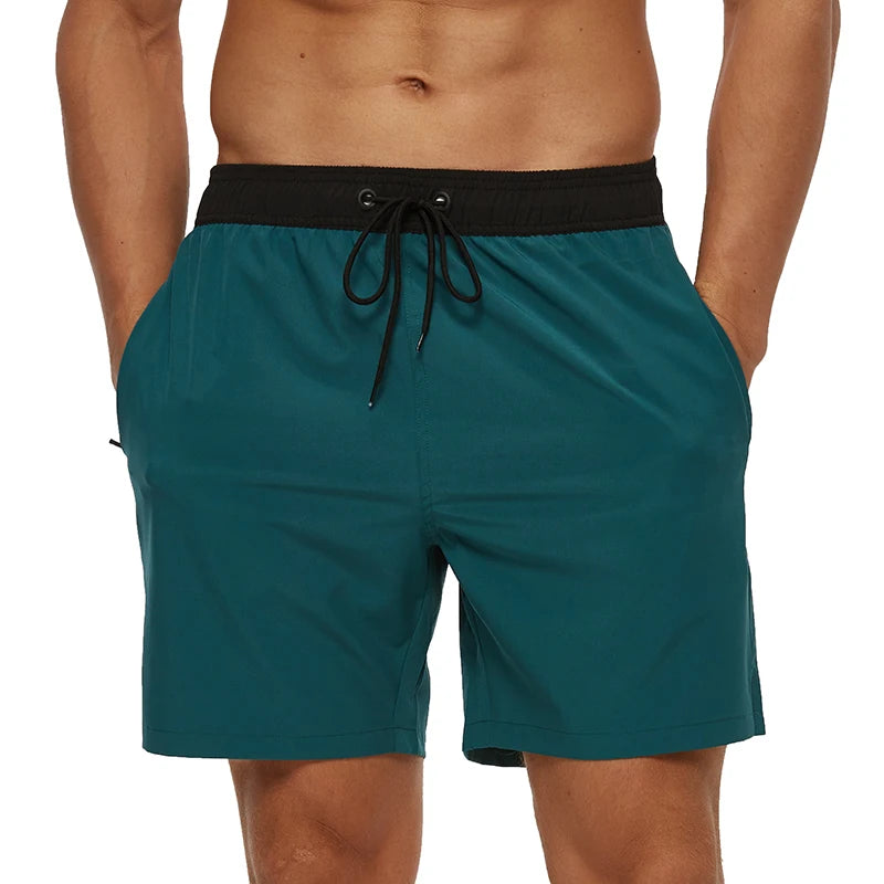 Escatch Brand 2025 Men's Stretch Swim Trunks Quick Dry Beach Shorts With Zipper Pockets and Mesh Lining