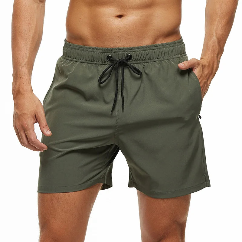 Escatch Brand 2025 Men's Stretch Swim Trunks Quick Dry Beach Shorts With Zipper Pockets and Mesh Lining