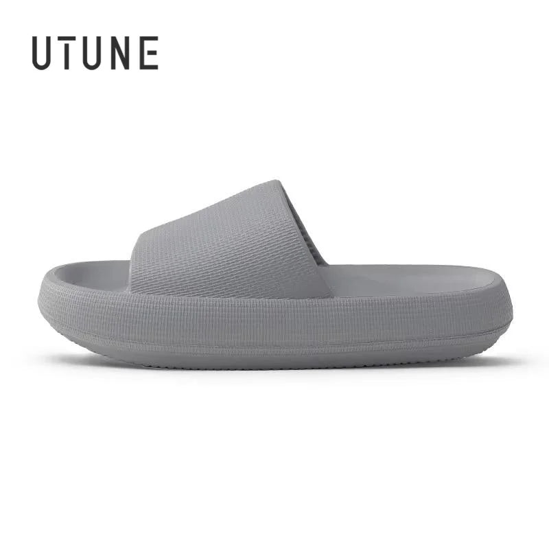 UTUNE 51CM slippers for man Platform House Shoes EVA Soft fashion slides Anti-slip Summer Sandals Women bathroom shoes Shower