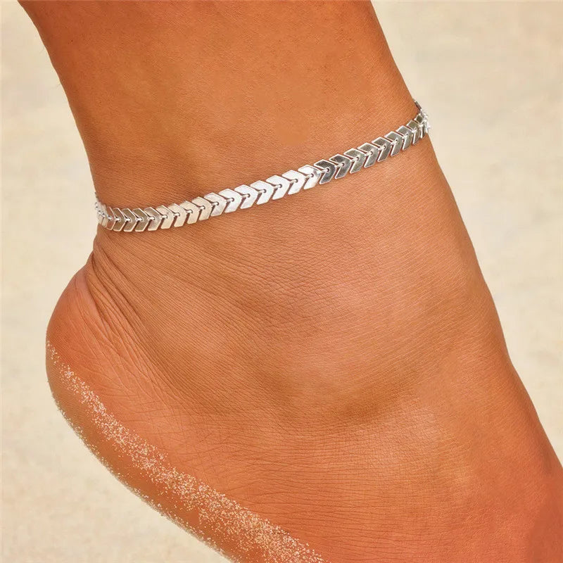 Boho Gold Silver Color Tassel Chain Bracelet Anklet Charms Snake/Starfish/Heart Sexy Leg Ankle On Foot Chain Beach Jewelry