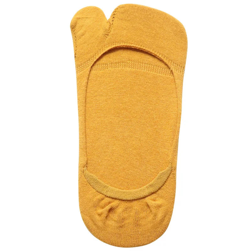 Women Two Finger Socks Summer Thin Non-slip Invisible Low Cut Boat Sock Solid Breathable Cotton Tabi Socks Comfortable