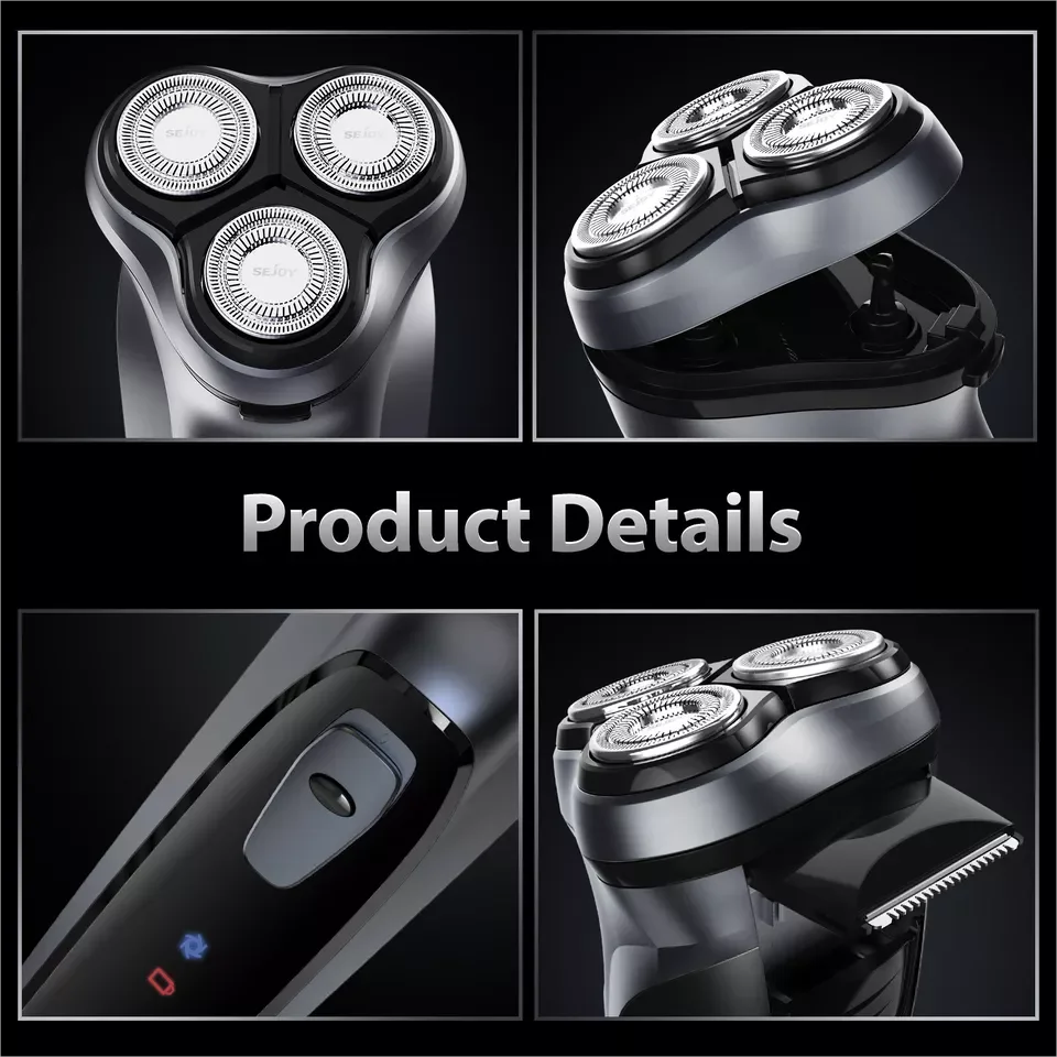 SEJOY Rechargeable Wet & Dry Use Electric Shaver Pop-up Hair Trimmer Rotary Shaving Machine Razor