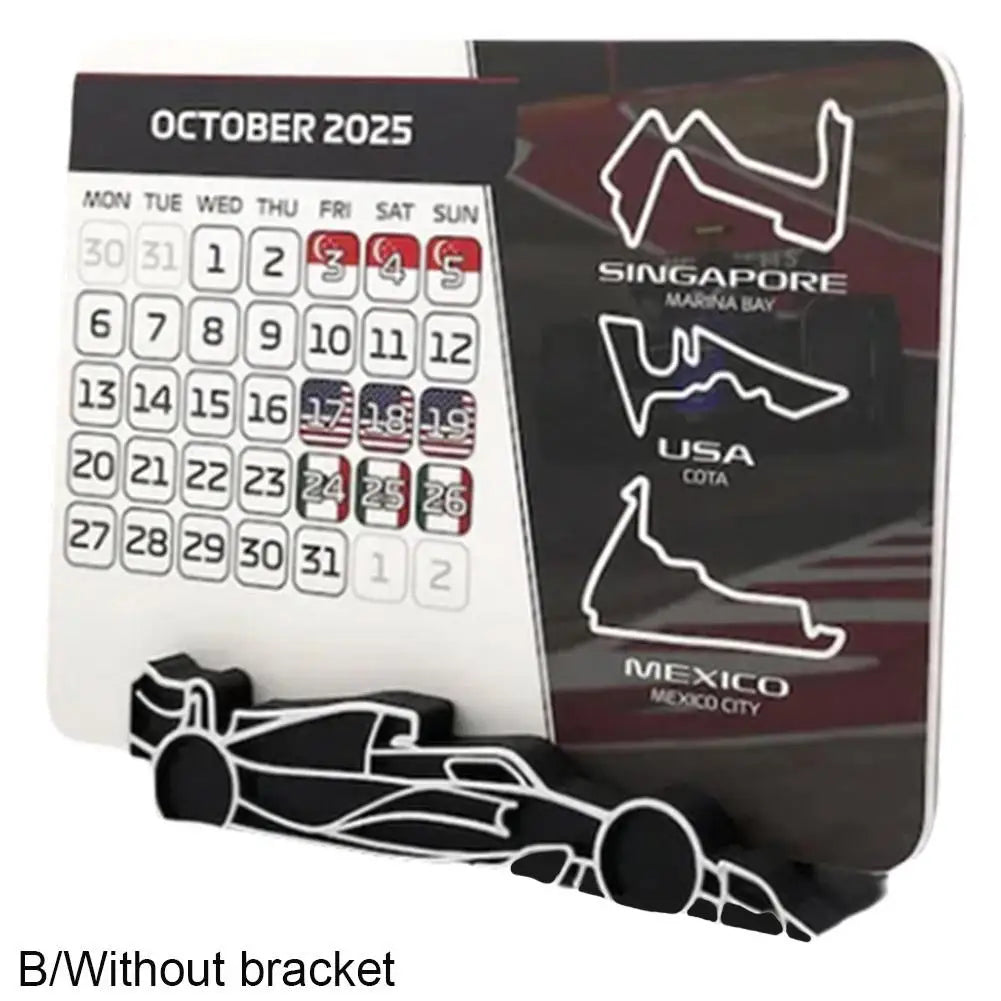 F1 2025 Calendar, Formula 1 Racing Calendar 2025 Desktop Decoration, 2025 Desktop Calendar With F1 Car Stand
