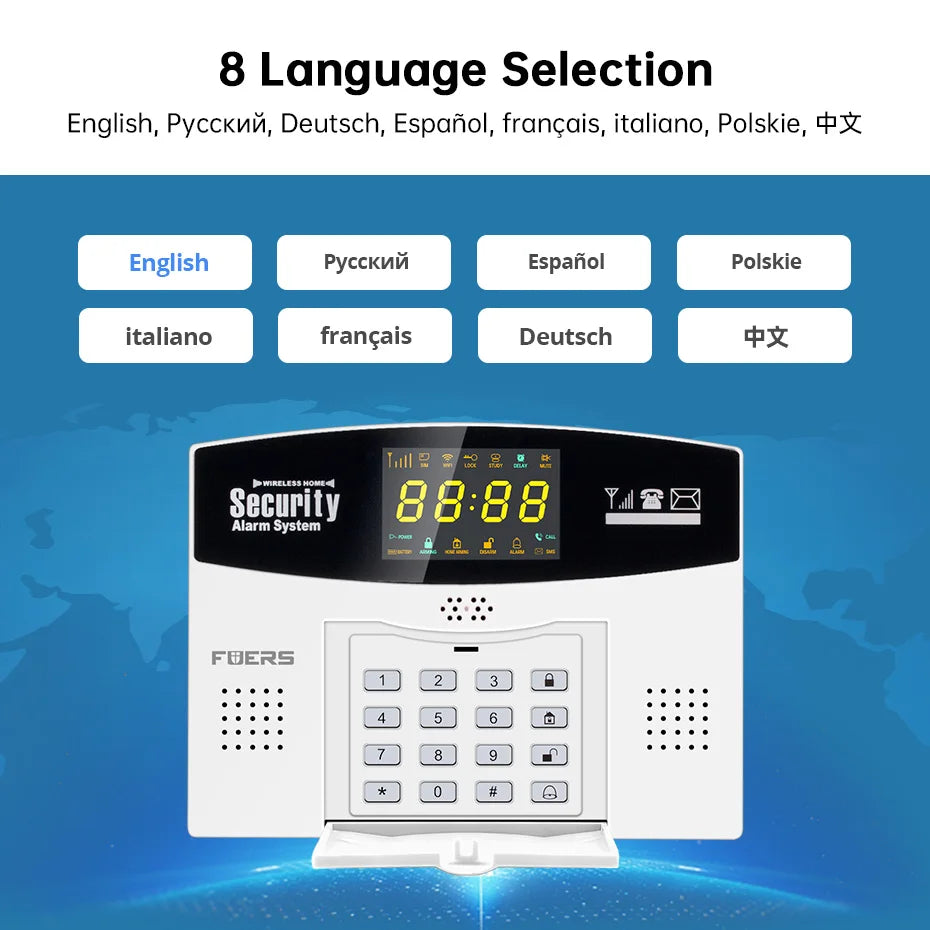 Fuers Tuya Smart WIFI 4G 2G GSM Alarm System Burglar Alarm 433MHZ Wireless Wired Security Zone Link Alexa Google Motion Sensor