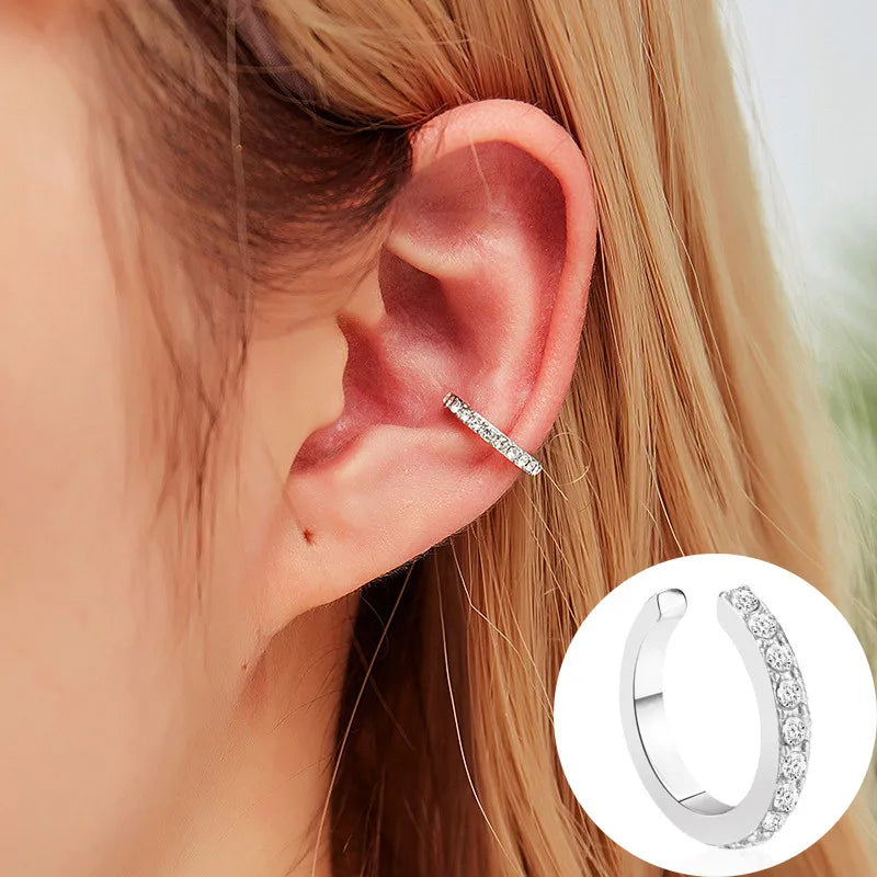 VAGZEB Bohemian NO Piercing Crystal Rhinestone Ear Cuff Wrap Stud Clip Earrings For Women Girl Trendy Earrings Jewelry Bijoux