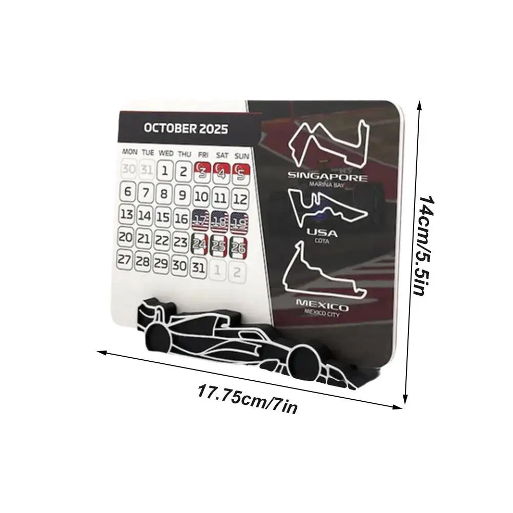F1 2025 Calendar, Formula 1 Racing Calendar 2025 Desktop Decoration, 2025 Desktop Calendar With F1 Car Stand