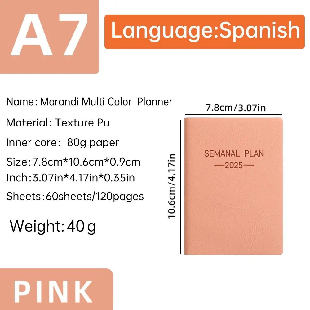 Minimalist A5 2025 Agenda Book with Calendar To Do List A5 Notebook Spanish Morandi Color 2025 Planner Notebook School Office
