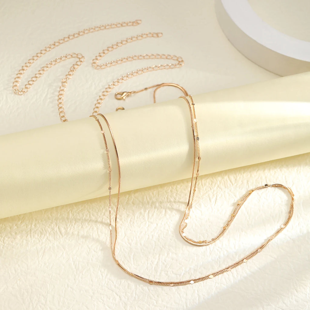 Double Layer Sequin Coin Waist Chain Belt Summer Boho  Beach Bikinis Simple Adjustable Body Jewelry Set for Women Gifts 2024 New