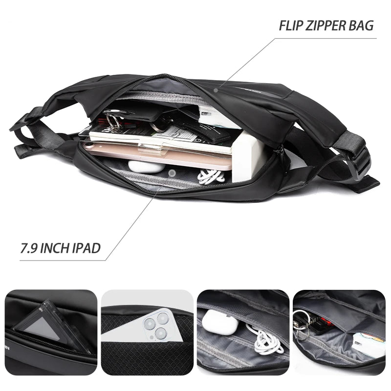 Fashionable Solid Waterproof  Men's Crossbody Shoulder Bag Daily Travel Sports Fanny Pack Bumbag Trend Phone Waist Bag