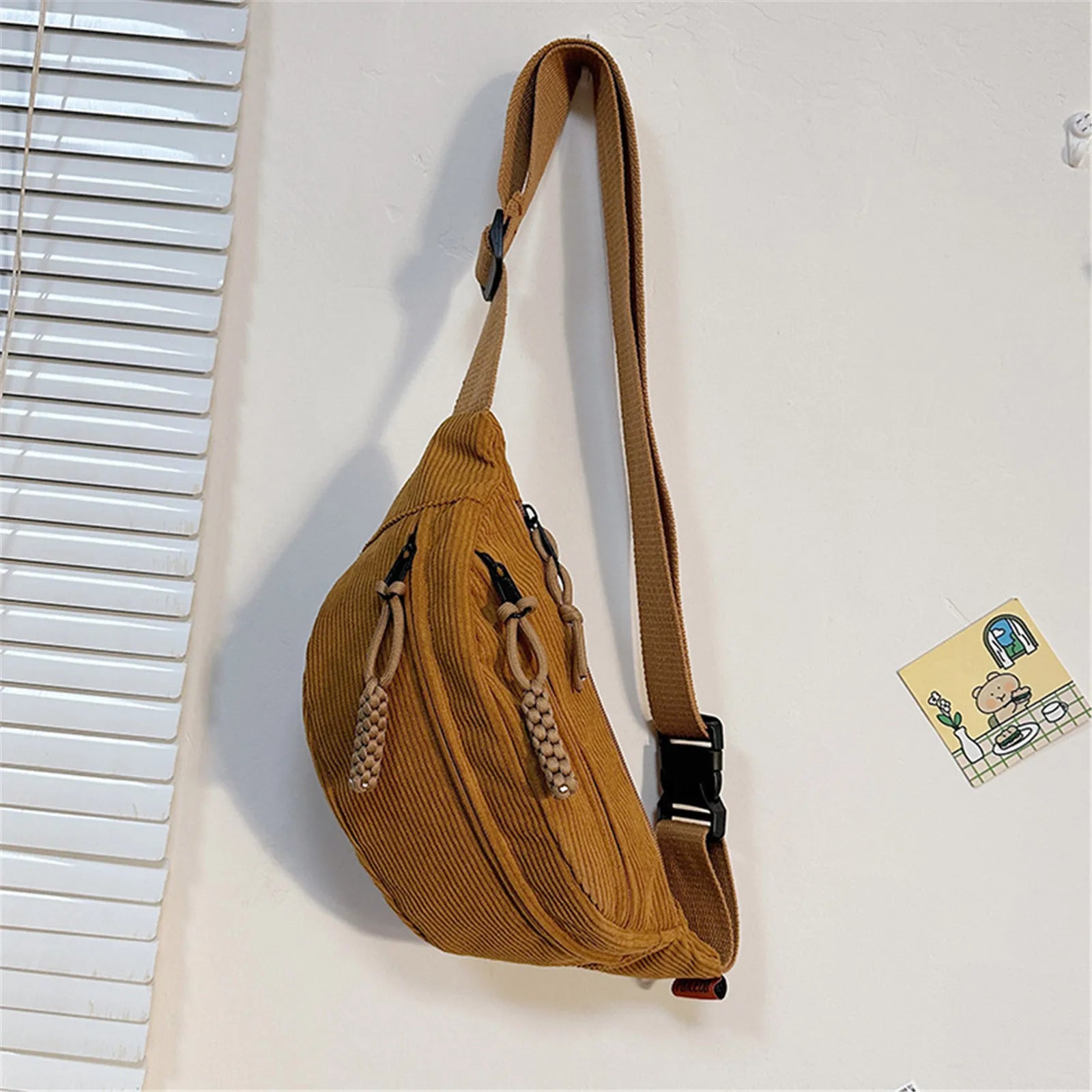 New Casual Corduroy Belt Bags for Women Simple Fashion Fanny Pack Female Banana Waist Bag Hip Purse Shoulder Crossbody Chest Bag