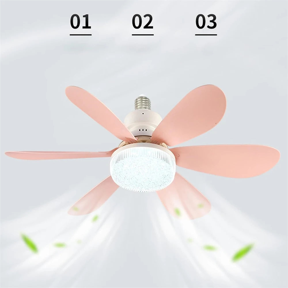 E27 40W 52Cm Ceiling Fan With Led Light Remote Control White For Kitchen Bedroom Dining Room Patio