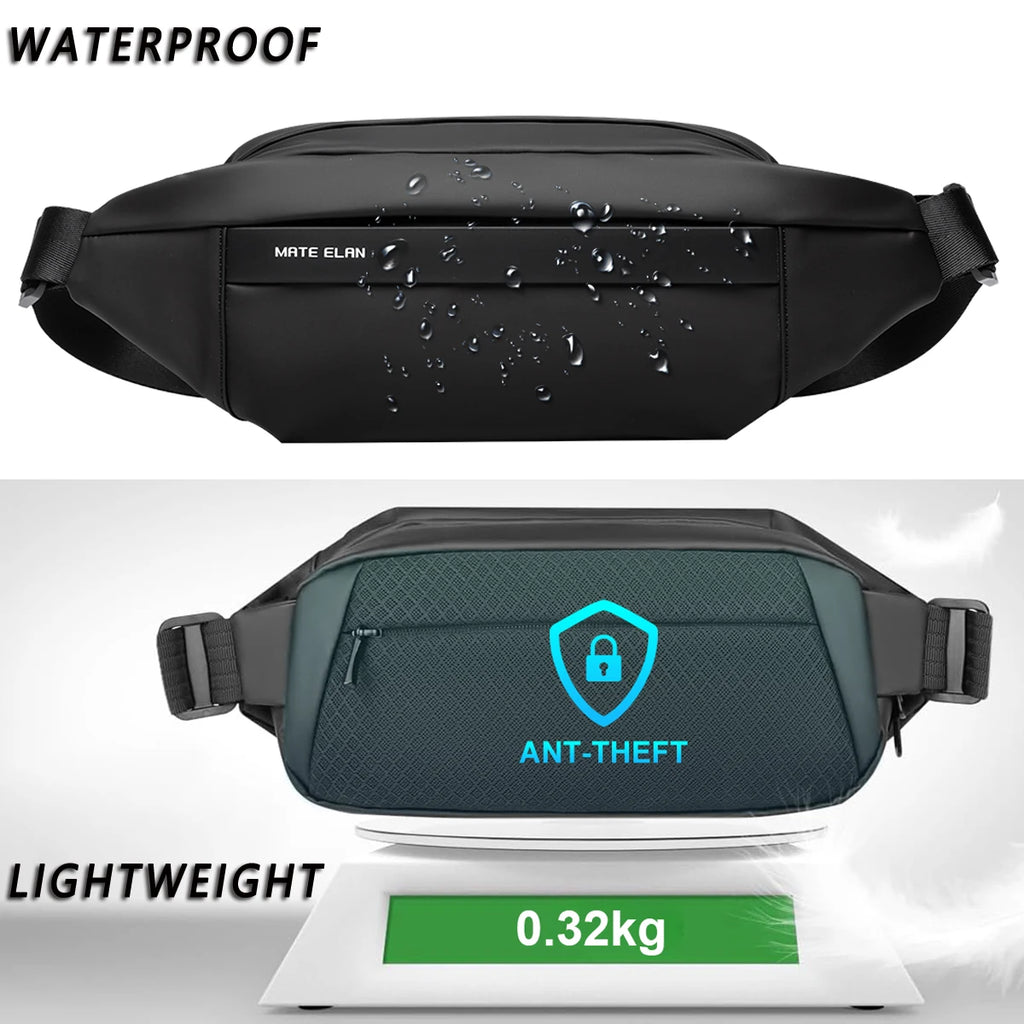 Fashionable Solid Waterproof  Men's Crossbody Shoulder Bag Daily Travel Sports Fanny Pack Bumbag Trend Phone Waist Bag